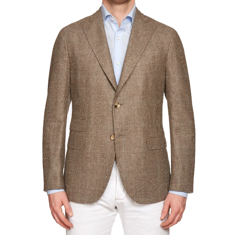 BOGLIOLI "K.Jacket" Beige Plaid Virgin Wool Unlined Peak Lapel Jacket EU 50 NEW US 40 Trendy Men's Scandinavian