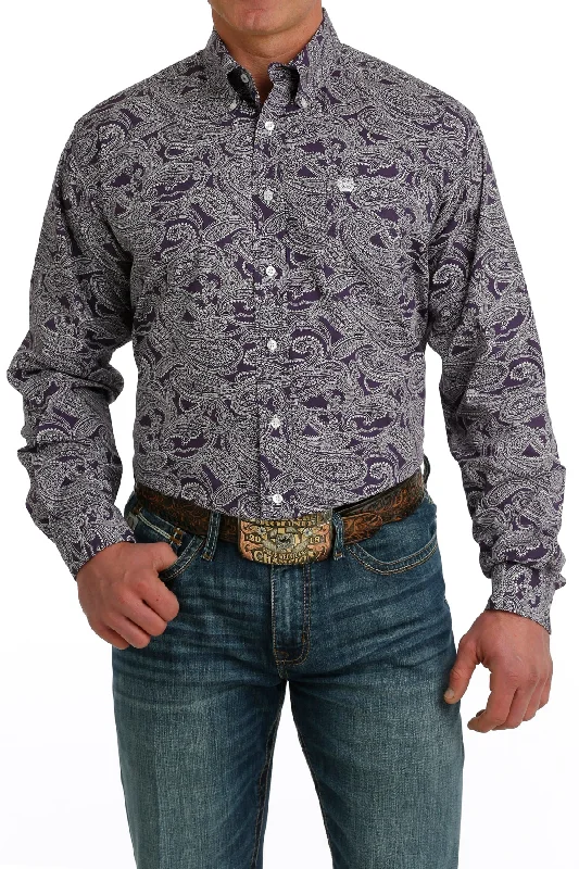 Cinch Men’s Purple Paisley Shirt Unique Men's Patch