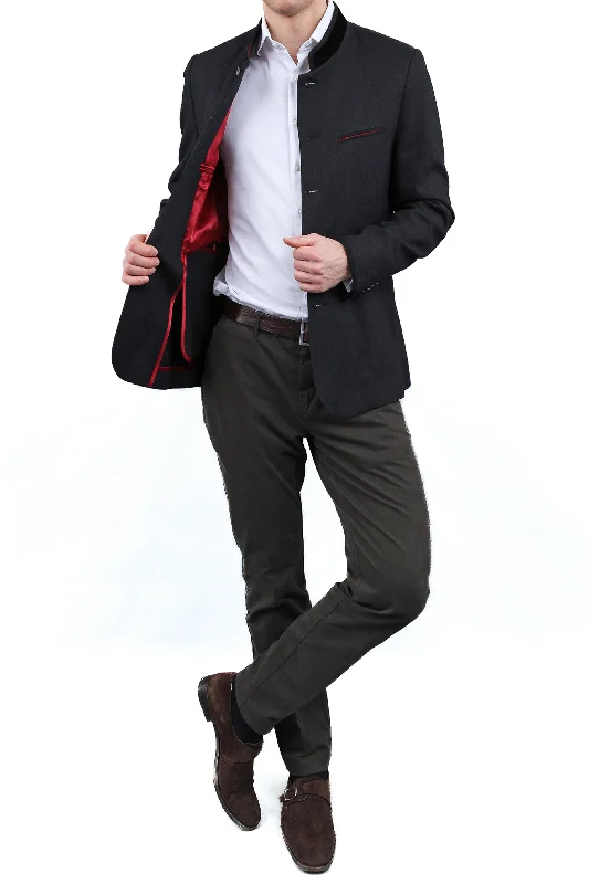 Blazer from wild-silk in mate black Preppy Men's College