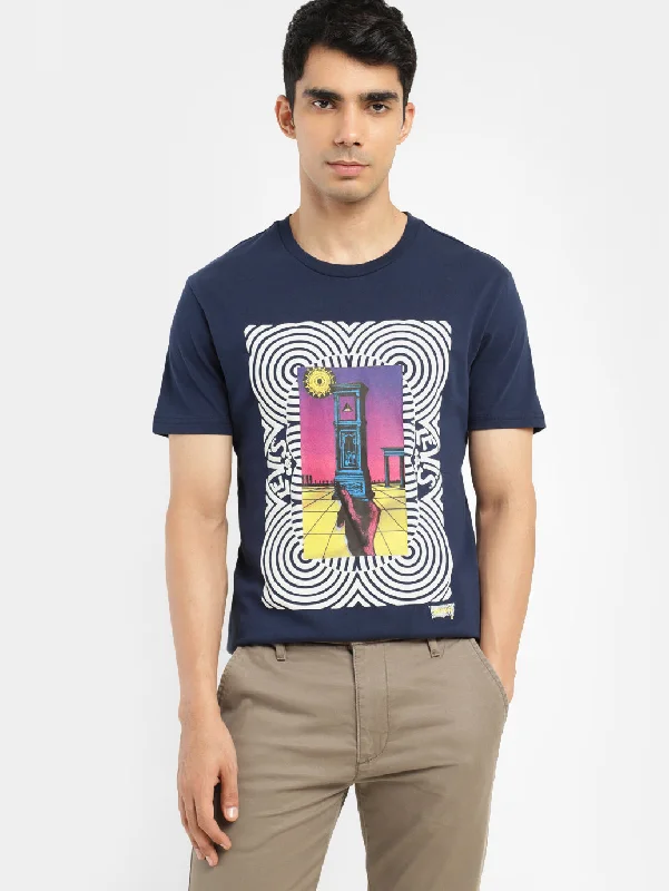 Men's Graphic Print Slim Fit T-shirt Sophisticated Men's French