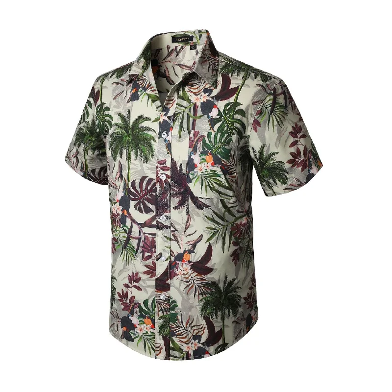 Hawaiian Tropical Shirts with Pocket - BEIGE Relaxed Men's Australian 