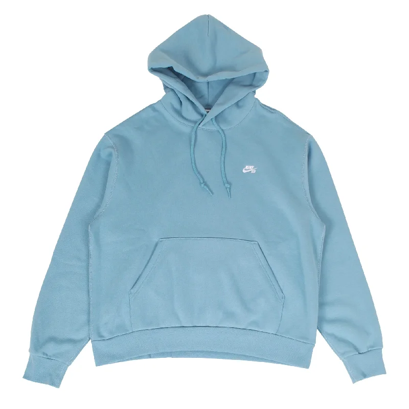 Nike SB Essential Logo Pullover Hoodie Denim Turquoise White Modern Men's Tech