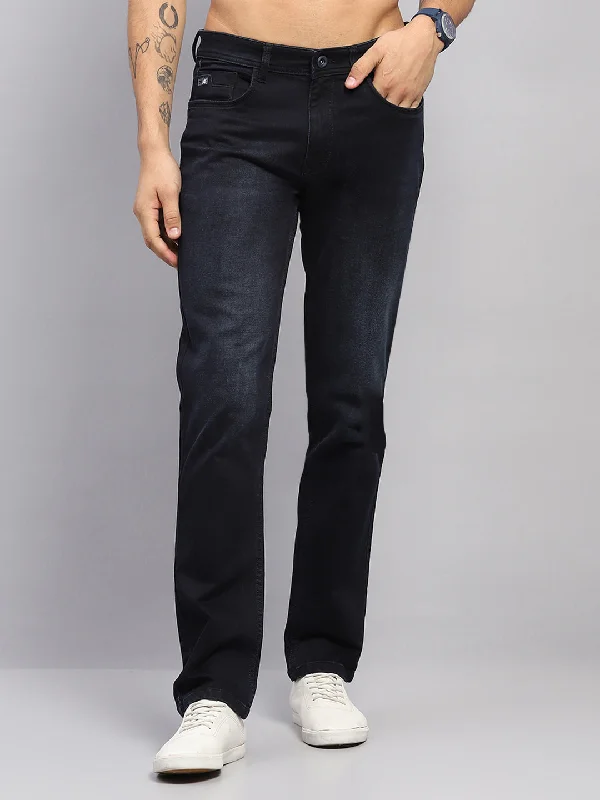 Men Blue Solid Straight Fit Denim Bold Men's Animal