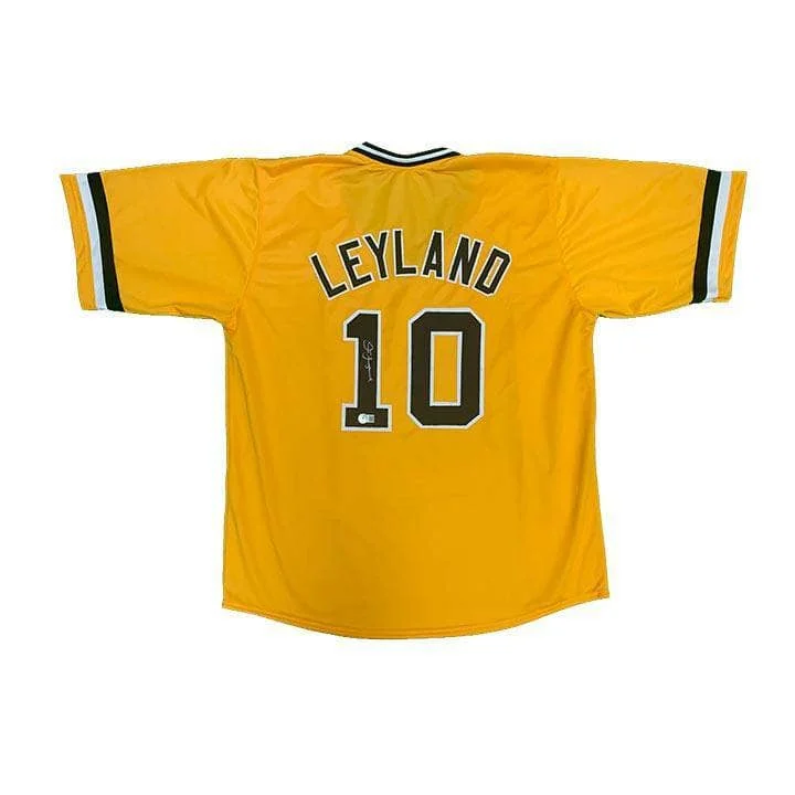 Jim Leyland Signed Custom Gold Baseball Jersey Modern Men's Tech