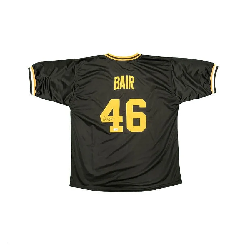 Doug Bair Signed Custom Black Baseball Jersey Laid