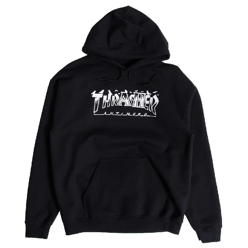 Thrasher x Antihero Pigeon Mag Hooded Sweatshirt Black Refined Men's Hand