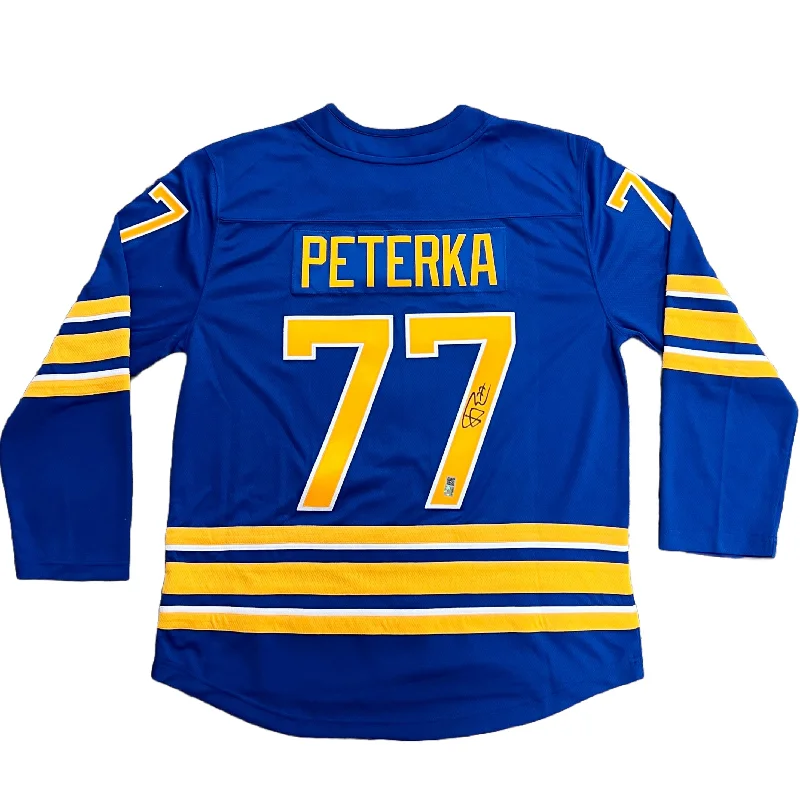 JJ Peterka Signed Sabres Authentic Fanatics Licensed Blue Jersey Modern Men's 