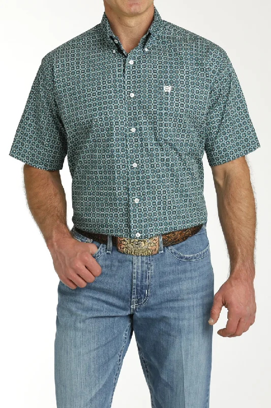 Cinch Men’s Teal Geo Print Shirt Traditional Men's Country