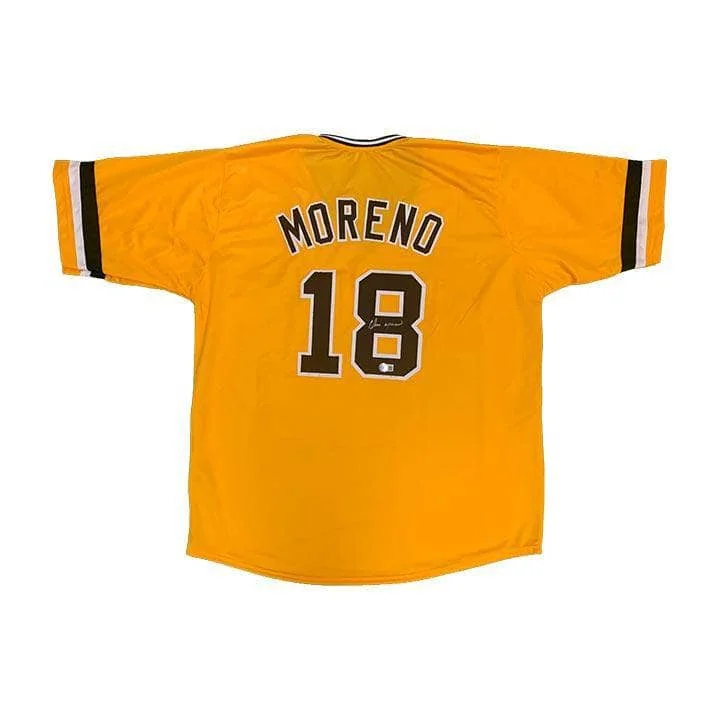 Omar Moreno Signed Custom Gold Baseball Jersey Monochromatic Office Style