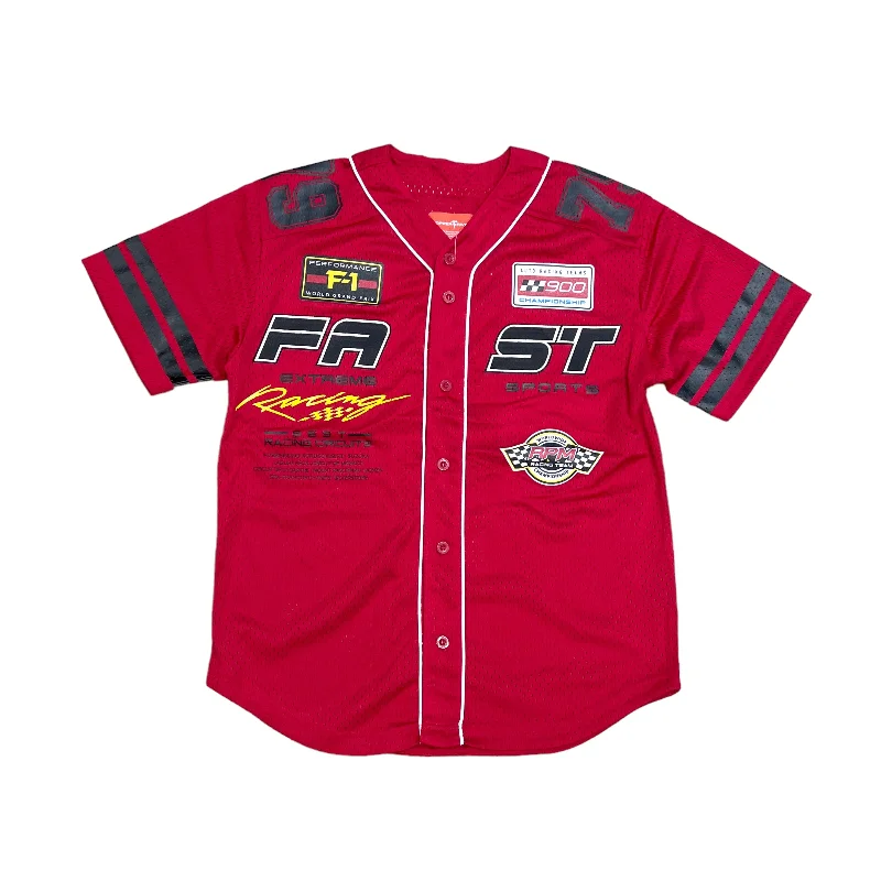 Copper Rivet Mesh Racing Jersey (Red) Casual Men's Loose