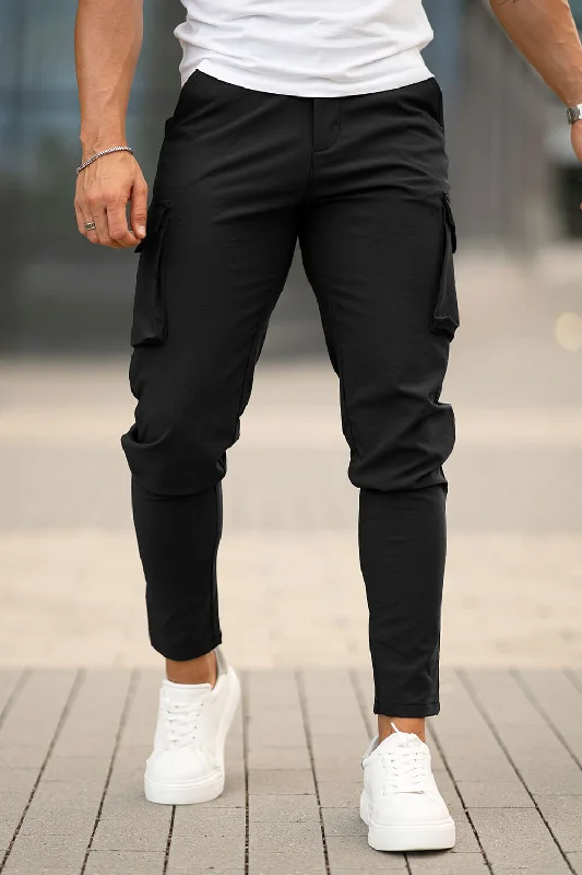 Men Casual Cargo Pant - Black Luxurious Men's High