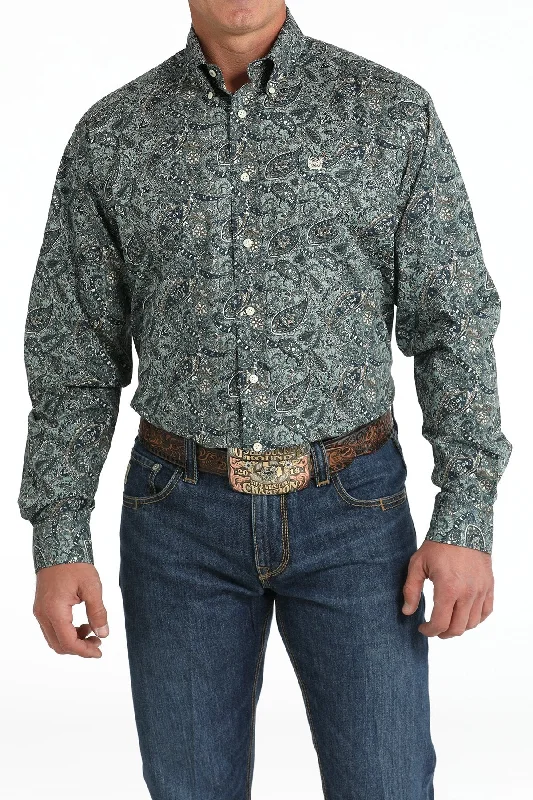 Cinch Men's Green Paisley Shirt Earthy Men's Sustainable 