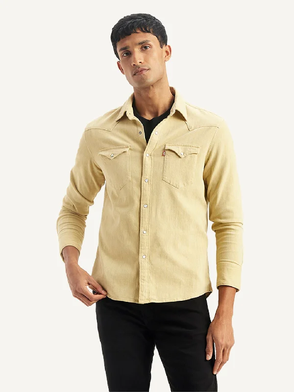 Men's Solid Slim Fit Shirt Youthful Men's Pop