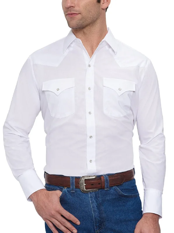 Ely & Walker Solid White long sleeve Western Shirt Youthful Men's Pop