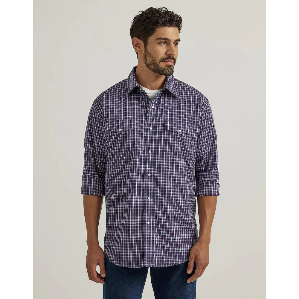 Wrangler Men's Indigo Plaid Shirt Confident Men's Power