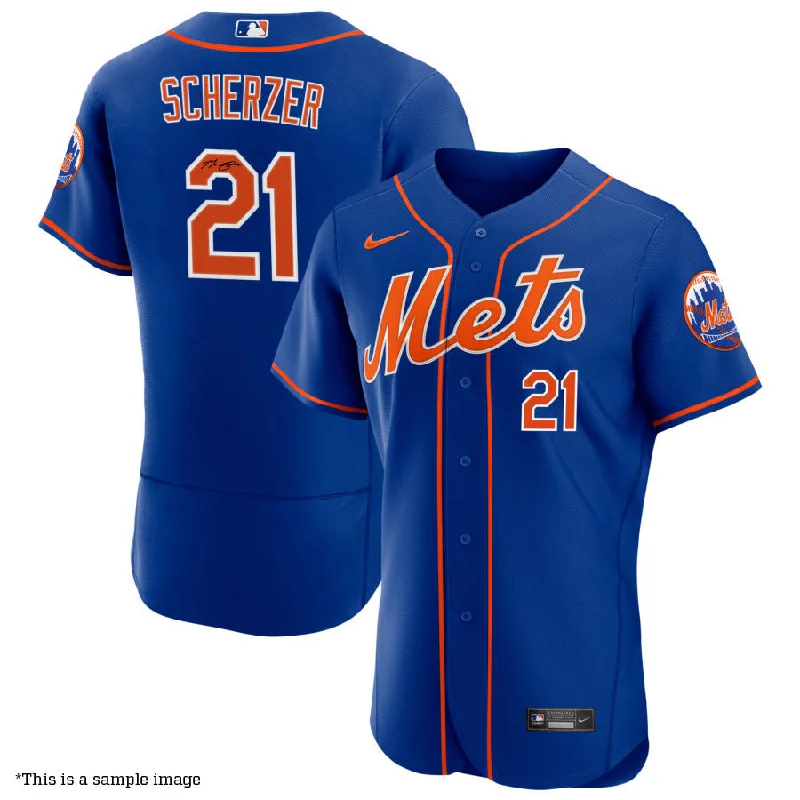 Max Scherzer Autographed Authentic New York Mets Jersey Stylish Men's Neon