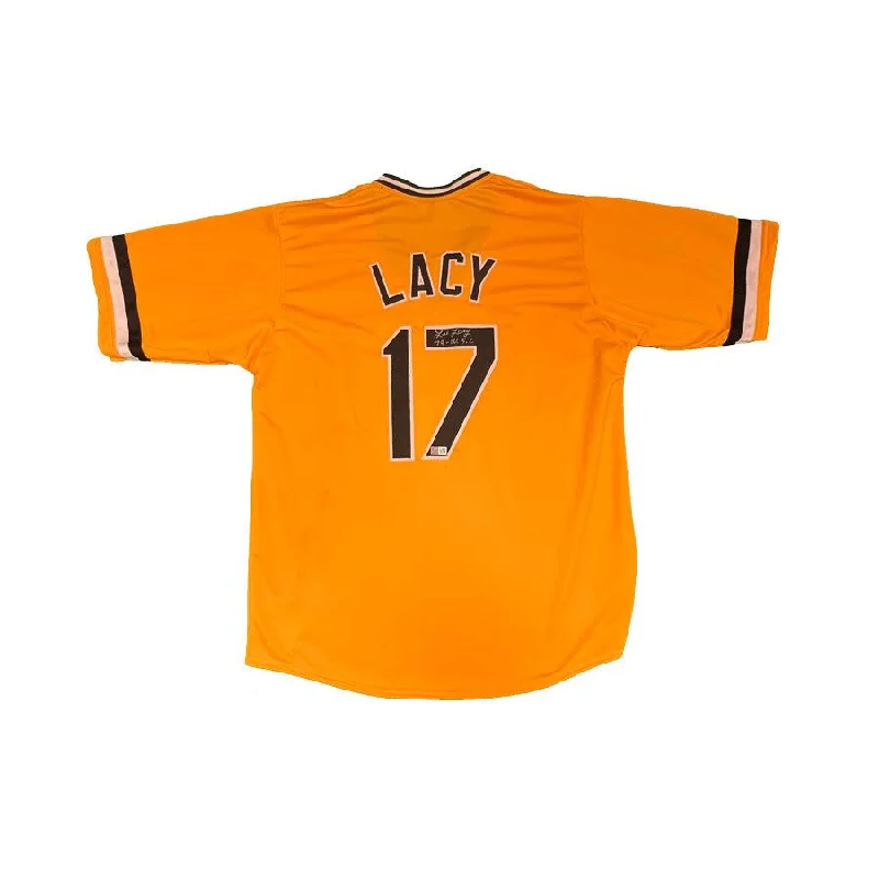 Lee lacy Signed Custom Gold Pullover Baseball Jersey with "79 WS Champs" Tailored