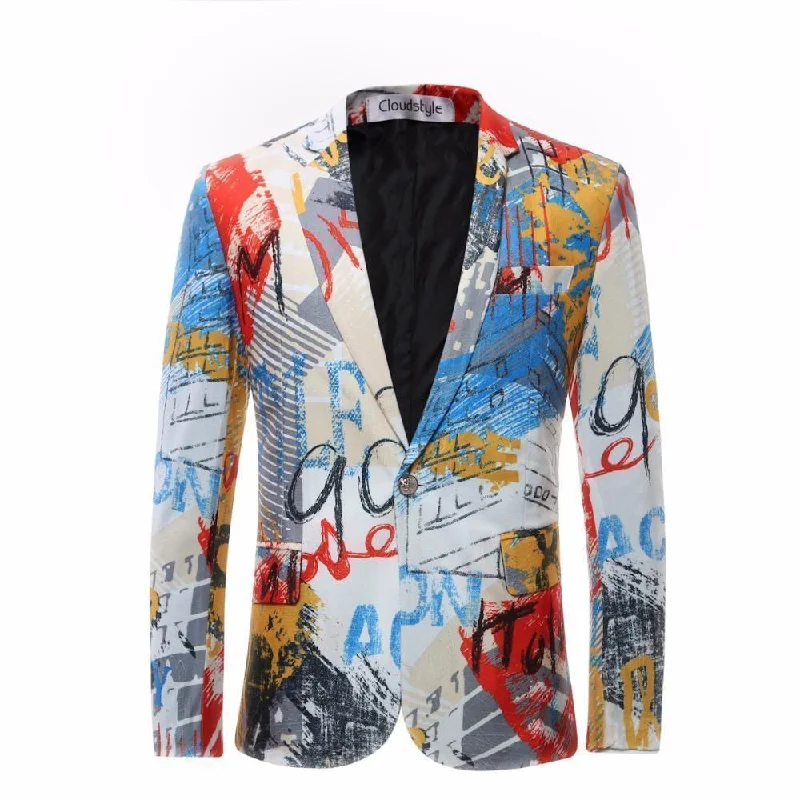 Men Blazer - Graffiti Party Blazer Dynamic Men's Moto