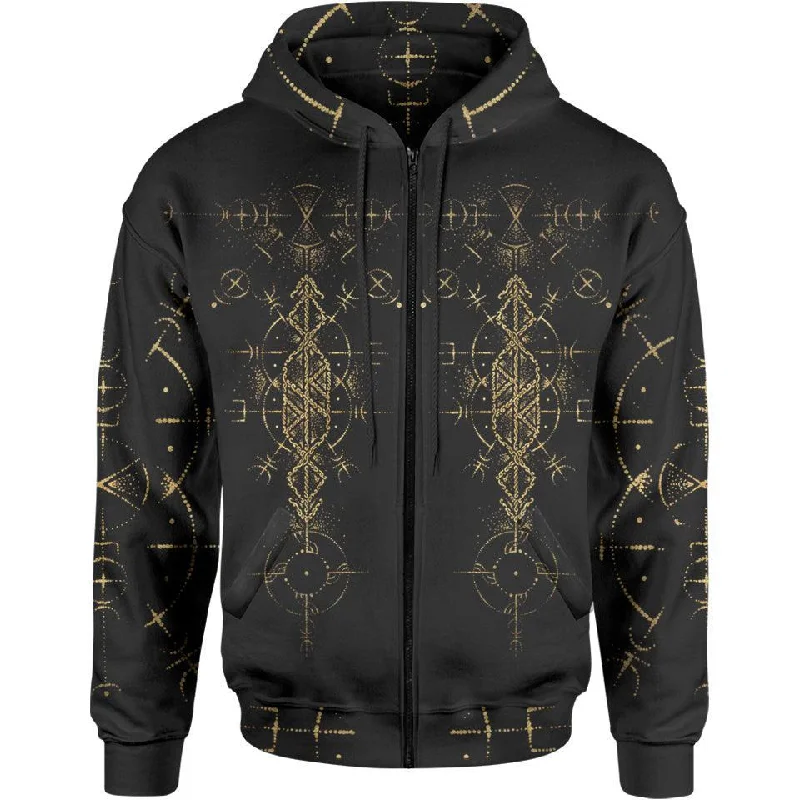 Runes of Thor Zip Hoodie Unique Men's Upcycled