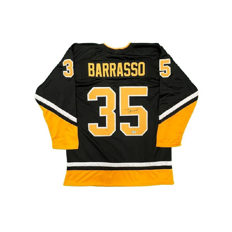 Tom Barrasso Signed Custom Black Hockey Jersey Refined Men's Hand