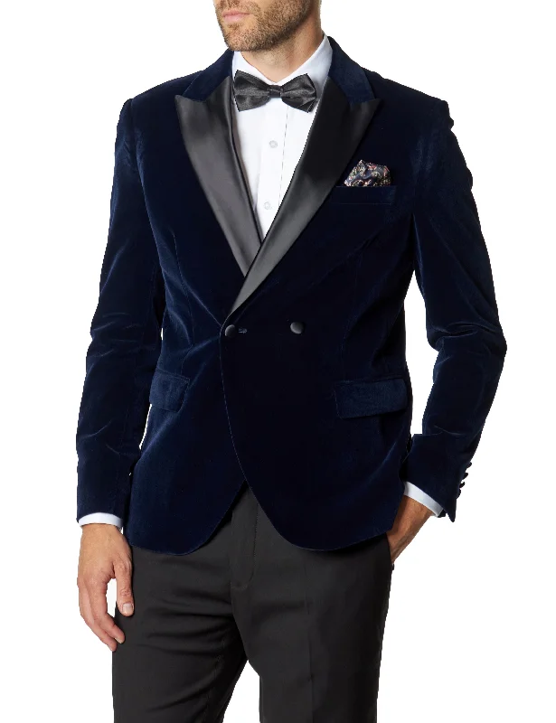 WILLS - NAVY VELVET DINNER JACKET Artistic Men's Hand