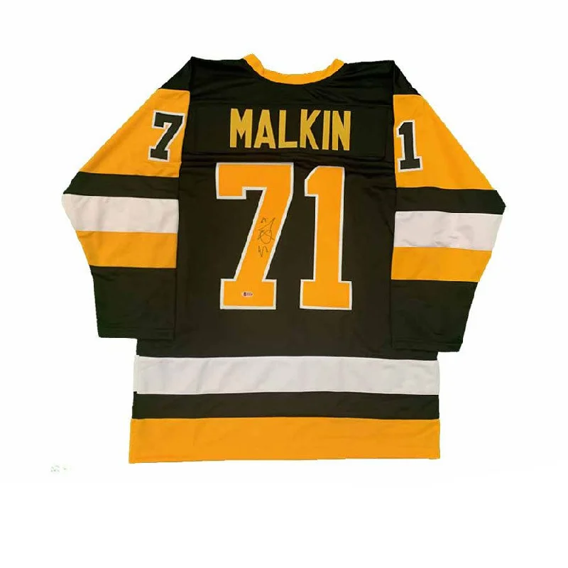 Evgeni Malkin Signed Custom Black Hockey Jersey Elegant Men's Cashmere