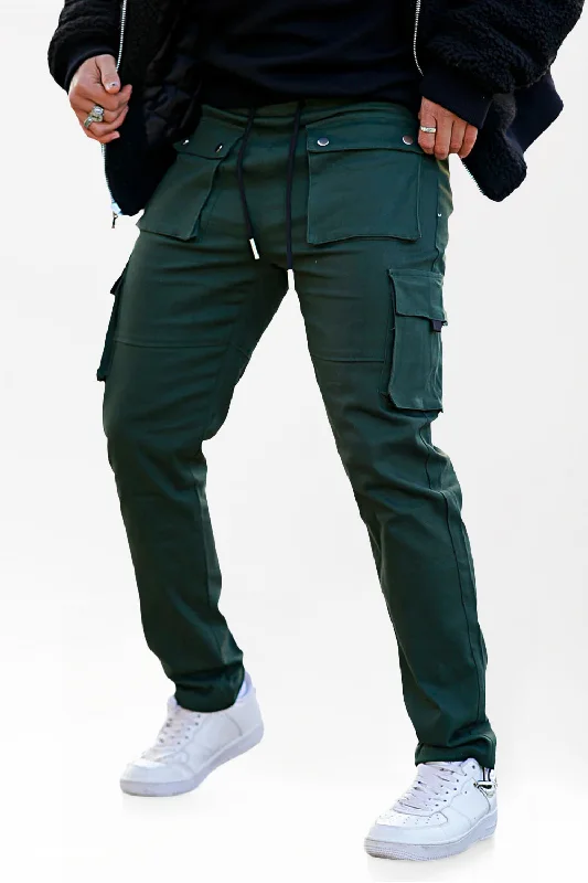 Men's Green Cargo Pant - Slim Fit Minimalist Men's Casual 