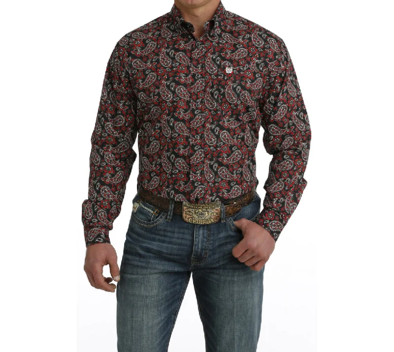 Cinch Men’s Red & Black Paisley Shirt Sophisticated Men's French