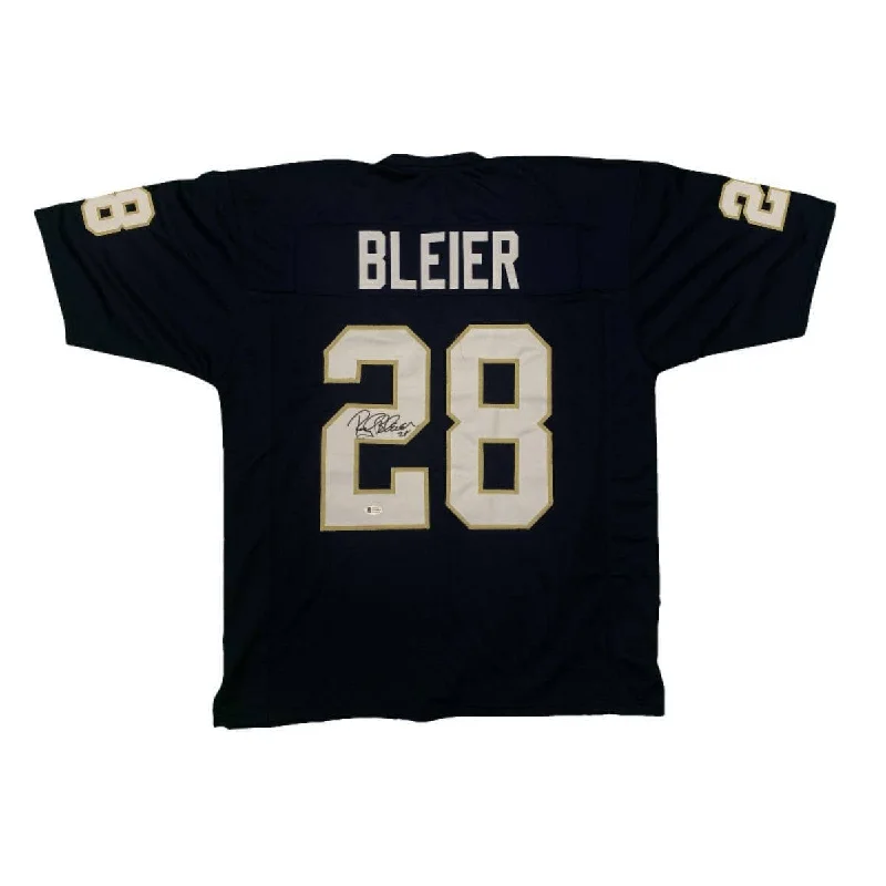 Rocky Bleier Signed Navy Blue College Jersey Vacation