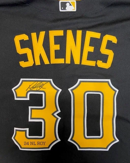 Paul Skenes Autographed "24 NL ROY" Pirates Black Replica Jersey (PRESALE) Sharp Men's Italian