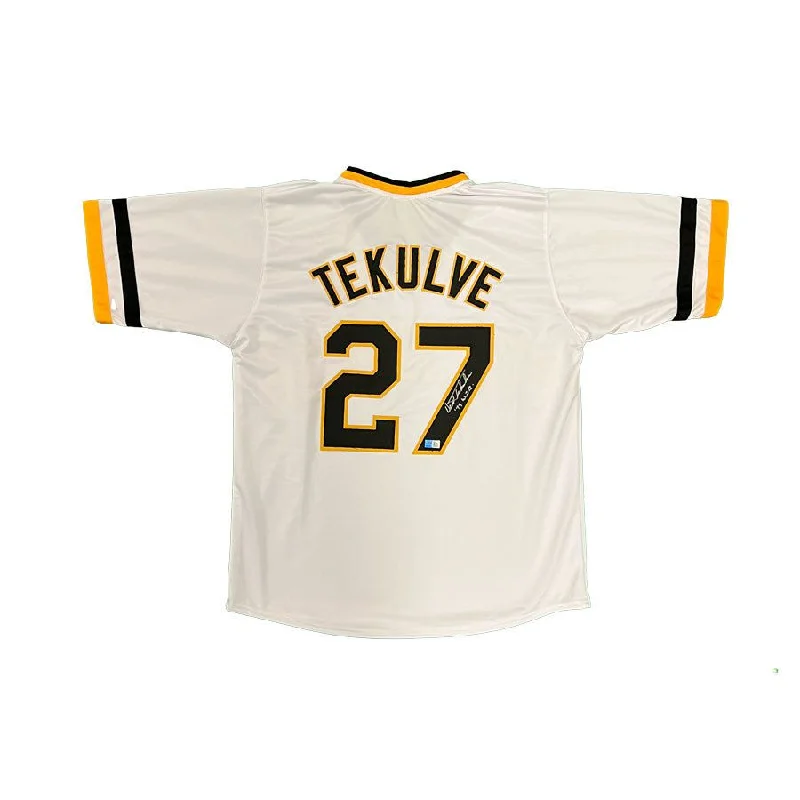 Kent Tekulve Signed Custom White Baseball Jersey with "79 WSC" Cool Men's Distressed