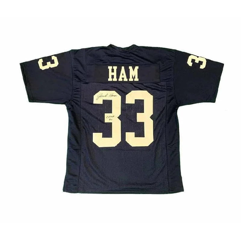 Jack Ham Signed Blue Custom College Jersey Inscribed CHOF 90 Sophisticated Men's 