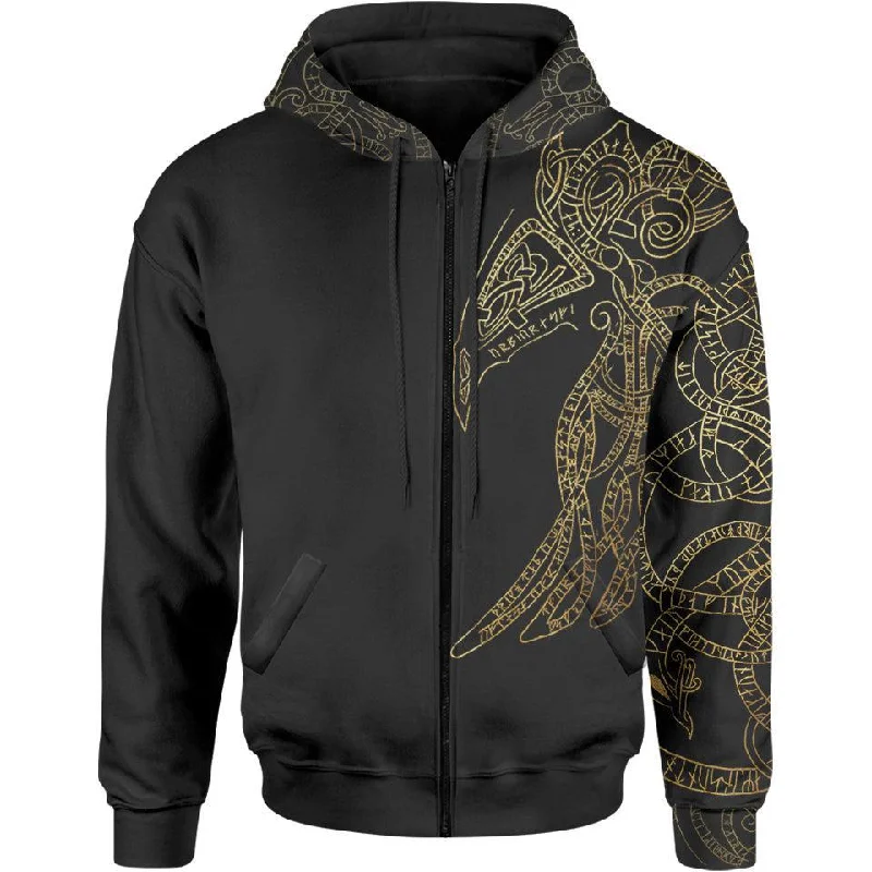 Raven God Zip Hoodie Refined Men's Classic 