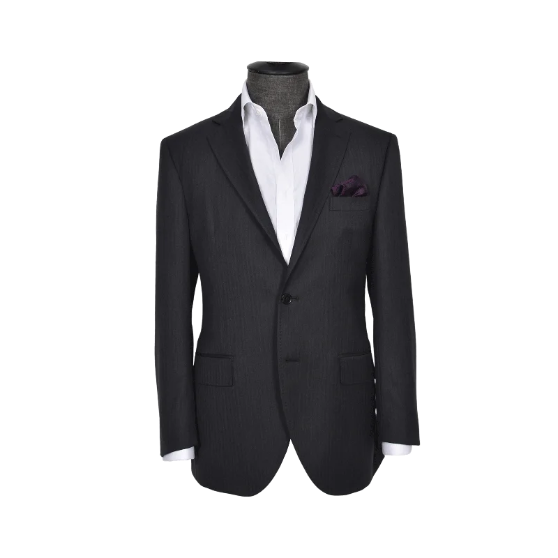 CHARCOAL HERRINGBONE 160s WOOL Stylish Men's Tropical 