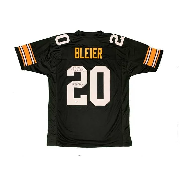 Rocky Bleier Signed Black Custom Jersey with "4X SB Champs" Cool Men's Skate