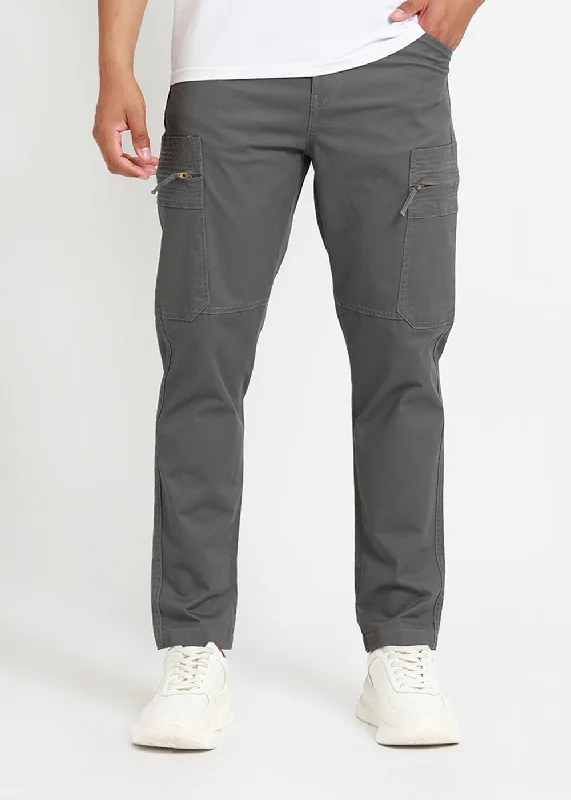 Meteor Grey Zip Cargo Pants Polished Men's Silk