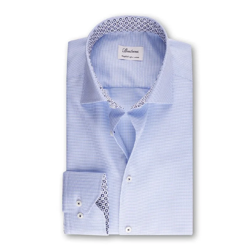 Light Blue Contrast Shirt Slimline - Stenströms Tailored