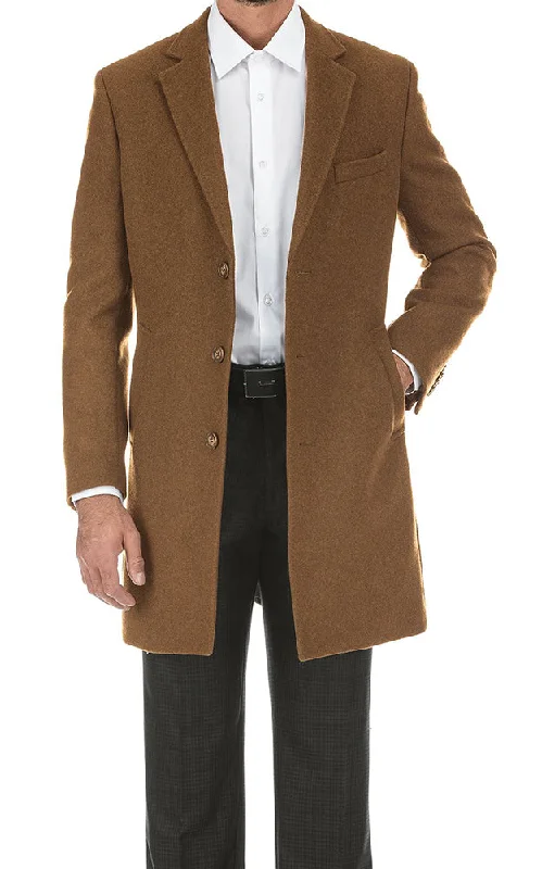 English Laundry Camel Fall/Winter Essential Slim Fit Overcoat Wool Blend Lumberjack