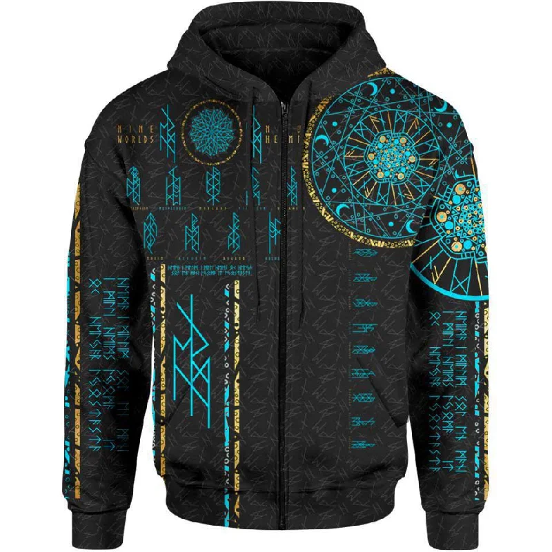 Nine Worlds Zip Hoodie - Night Edition Sophisticated Men's 