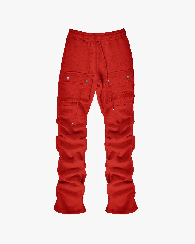 EPTM STACKED CARGO SWEATPANTS-RED Cozy Men's Sherpa