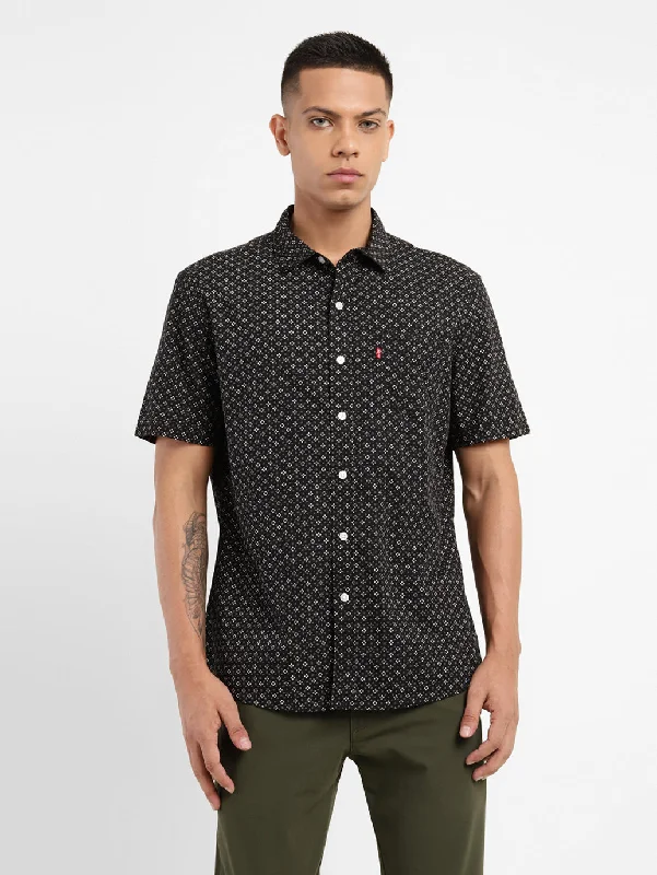 Men's Geometric Print Slim Fit Shirt Earthy Men's Sustainable 