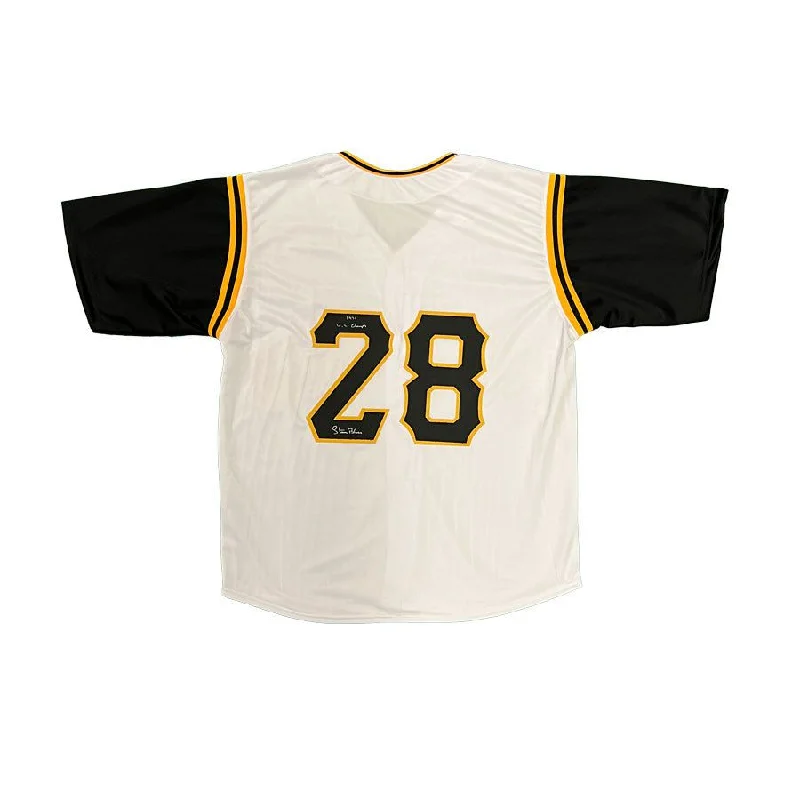 Steve Blass Signed Custom White Jersey with Black Sleeves with "1971 WS Champs" Dapper Men's 1920S