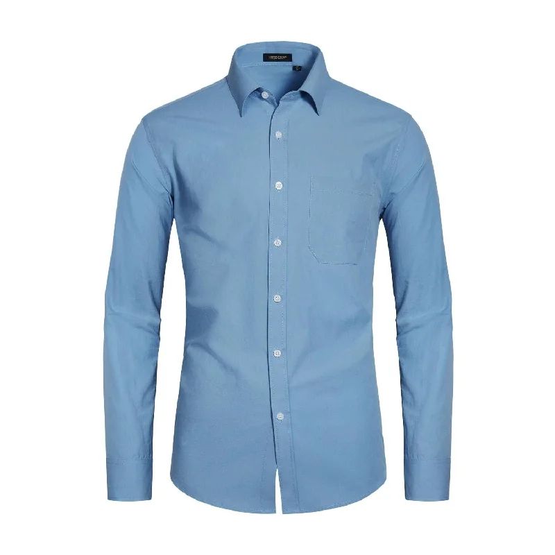 Men's Dress Shirt with Pocket - B-DUSTY BLUE Cool Men's Skate