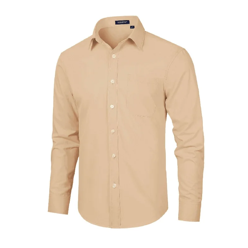 Men's Dress Shirt with Pocket - CHAMPAGNE Casual Men's Loose