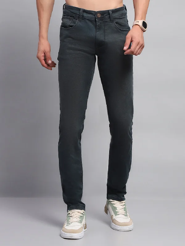 Men Blue Solid Skinny Fit Denim Classic Men's Pin