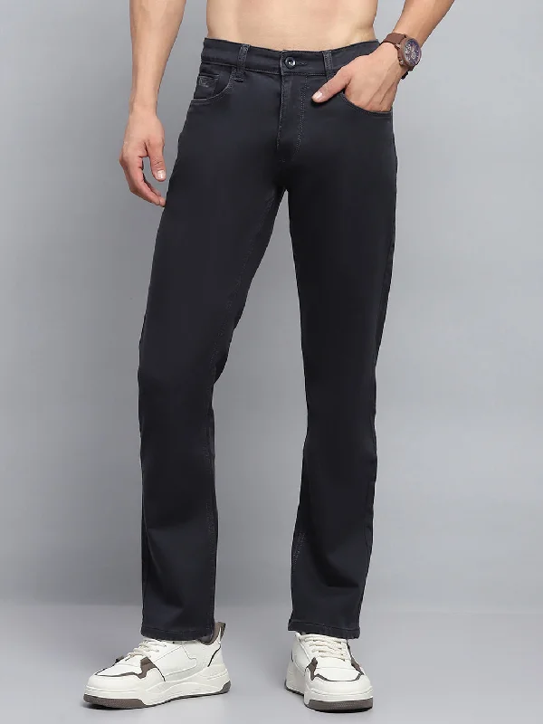 Men Grey Solid Straight Fit Denim Practical Men's Quick