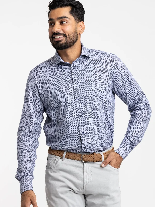 Navy/White Modern 4-Flex Dress Shirt Laid