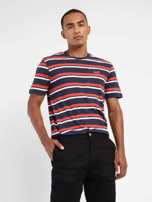 Men's Striped Crew Neck T-shirt Sleek Men's Contemporary 