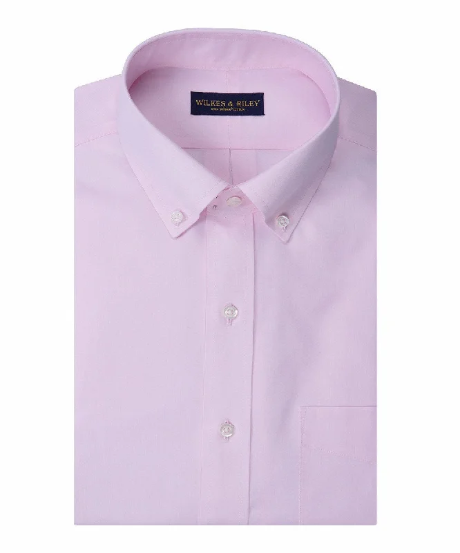 Slim Fit Pink Solid Button-Down Collar Supima® cotton Non-Iron Pinpoint Oxford Dress Shirt Hip Men's Urban