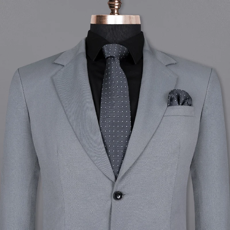 Rolling Stone Grey Wool Rich Blazer Polished Men's Silk